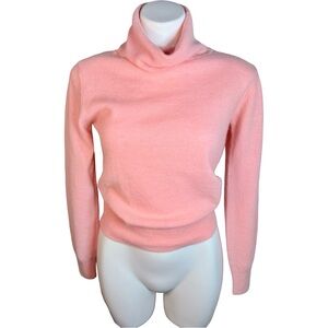 Susan Bristol Pink Turtleneck Sweater M Lambswool Angora Blend Vintage 90s